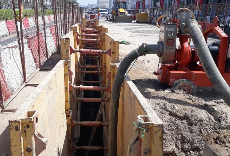 Heavy-duty trench box used for providing safety and support during excavation and construction work